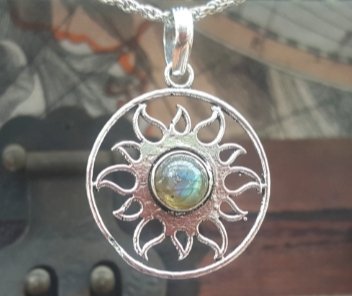Labradorite Sacred Sun Necklace -- Culture Cross