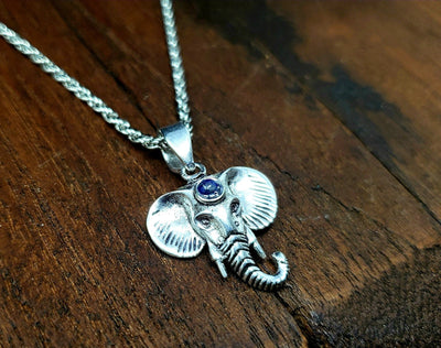 Lapis Lazuli Lucky Elephant Necklace -- Culture Cross