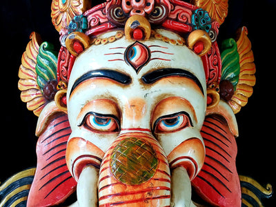 Large White Ganesh Tibetan Mask -- Culture Cross