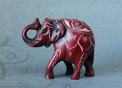 Lucky Red Elephant Carving from Nepal -- Culture Cross