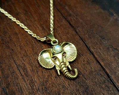 Moonstone Elephant Necklace -- Culture Cross