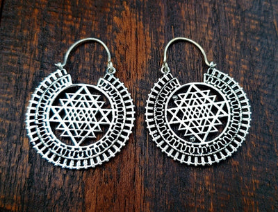 Sacred Geometry Sri Yantra Earrings -- Culture Cross