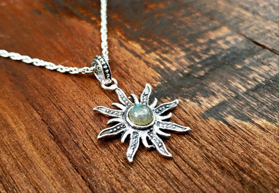 Simple Labradorite Sun Necklace -- Culture Cross