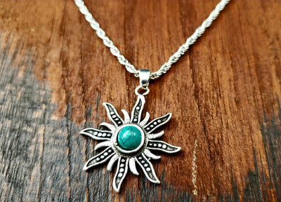Simple Turquoise Sun Necklace -- Culture Cross