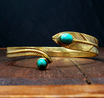 Turquoise Forest Feather Arm Cuff -- Culture Cross