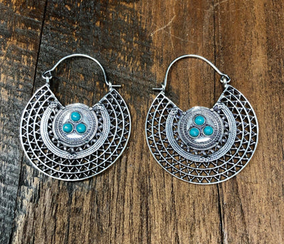 Turquoise Shield Earrings -- Culture Cross