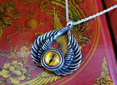 Winged Evil Eye Pendant necklace -- Culture Cross