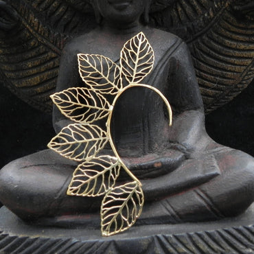 Gold Lace Leaf Ear Cuff Boho Festival Earring Jewelry