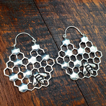 Silver Beehive Sacred Geometry Earrings