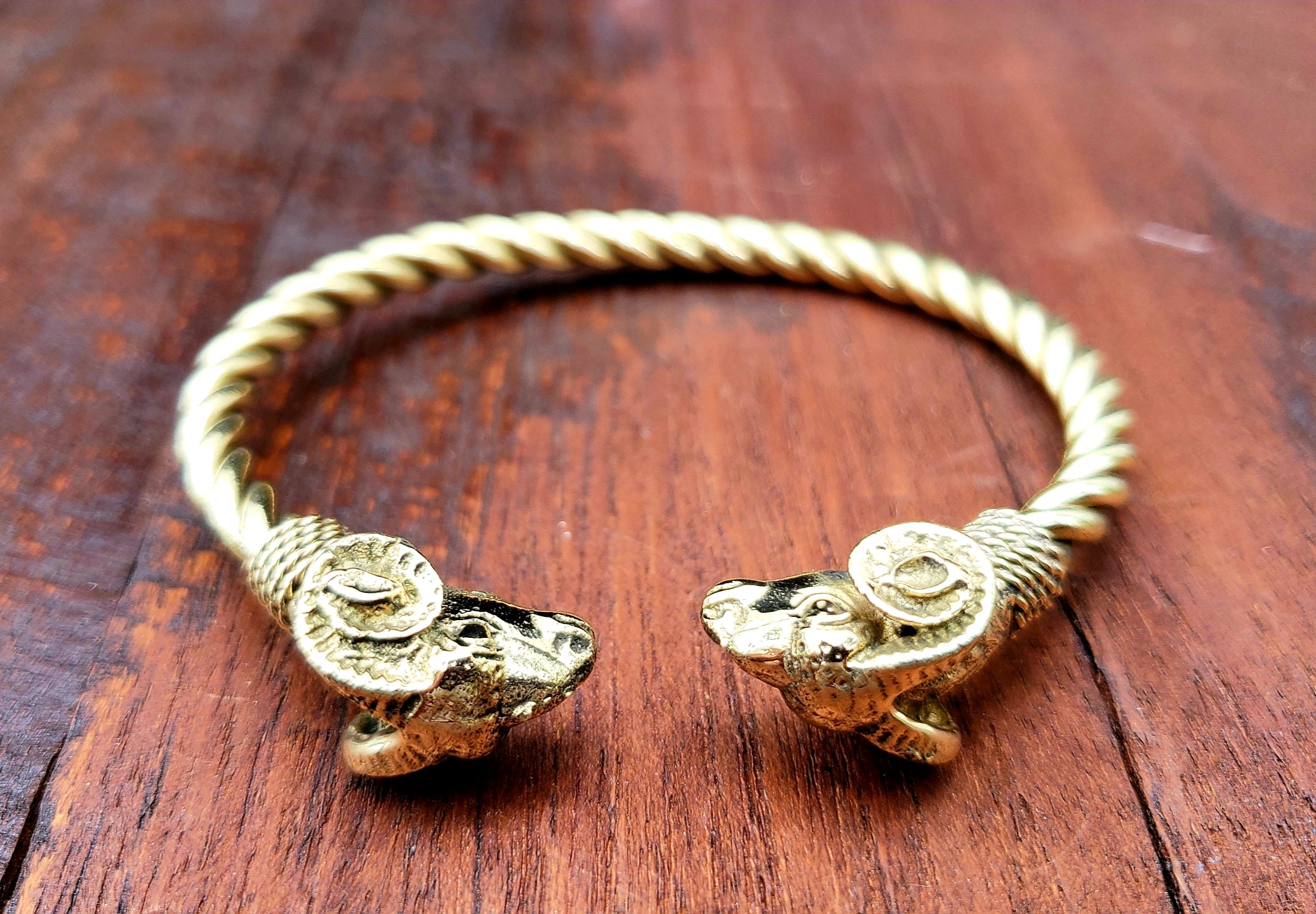 Handmade Adjustable Brass Ram Bracelet