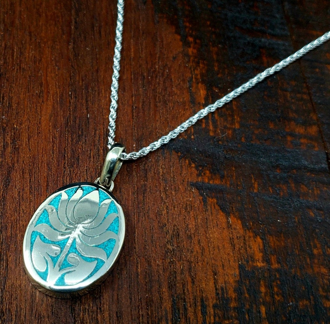 Tibetan Turquoise Lotus Flower Necklace