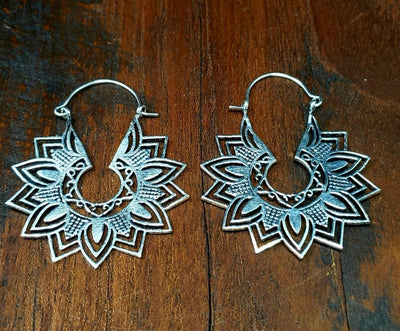 Electric Flower Mandala Hoop Earrings -- Culture Cross