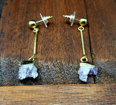 Gold Amethyst Post Earrings -- Culture Cross