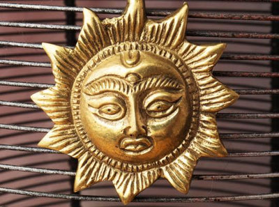 Gold Brass Sun Pendant Necklace -- Culture Cross