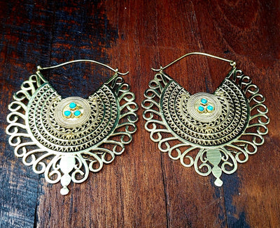 Gold Empress Turquoise Earrings -- Culture Cross