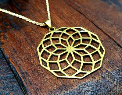 Gold Sacred Geometry Necklace -- Culture Cross