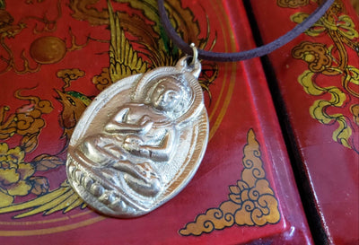 Golden Buddha Brass Pendant -- Culture Cross