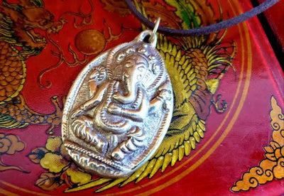 Golden Ganesh Brass Pendant Necklace -- Culture Cross