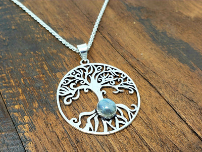 Labradorite Tree of life Pendant Necklace -- Culture Cross