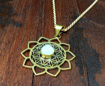 Moonstone Flower of Life Necklace -- Culture Cross