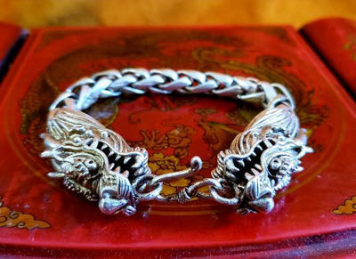 Silver Chain Dragon Bracelet -- Culture Cross