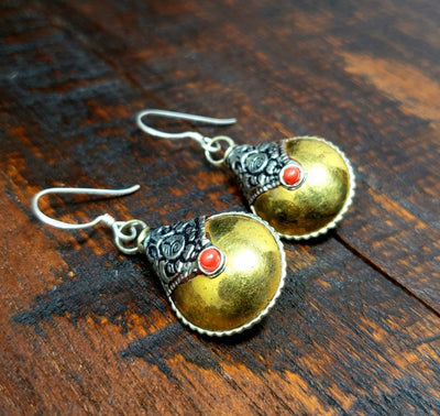Simple Tibetan Copper Earrings -- Culture Cross