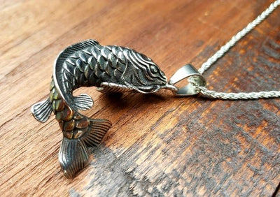 Steel Koi Fish Pendant Necklace -- Culture Cross