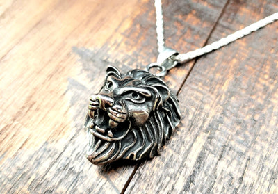 Steel Lion Pendant Necklace -- Culture Cross