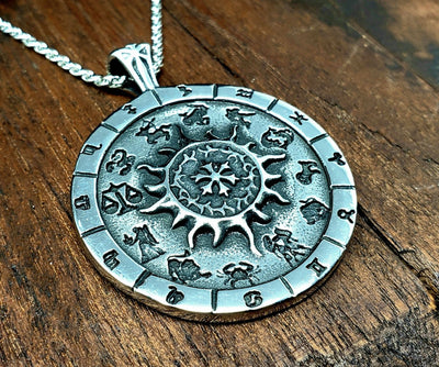 Steel Zodiac Amulet Necklace -- Culture Cross