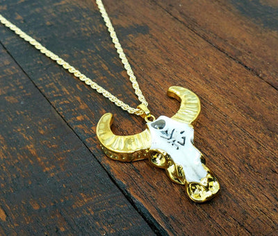 Tibetan Gold Bullhorn Necklace -- Culture Cross