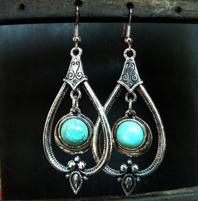 Tibetan Turquoise Earrings -- Culture Cross