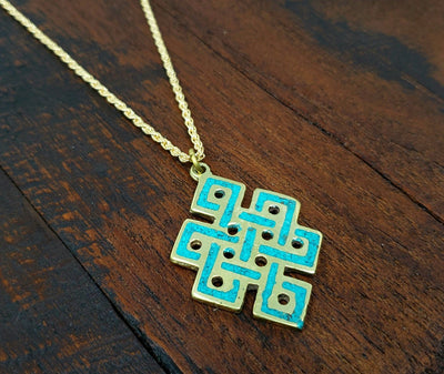 Turquoise Endless Knot Necklace -- Culture Cross