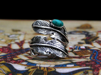 Turquoise Feather Ring -- Culture Cross