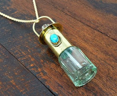 Turquoise Perfume Bottle Necklace -- Culture Cross